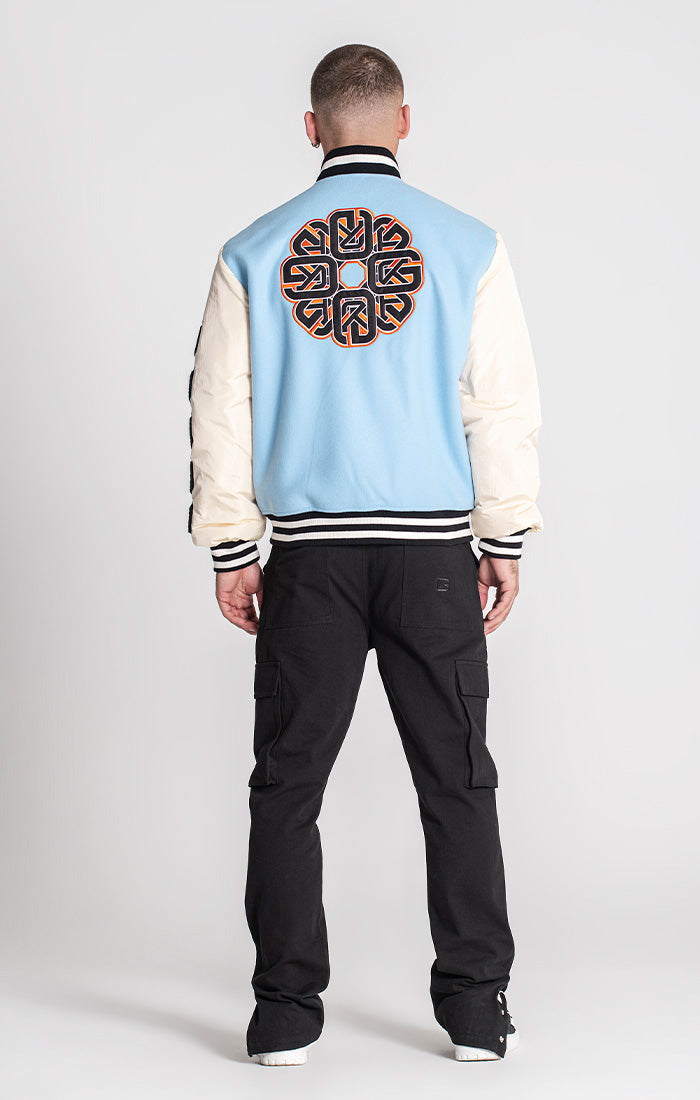 Blue Patches Bomber Jacket