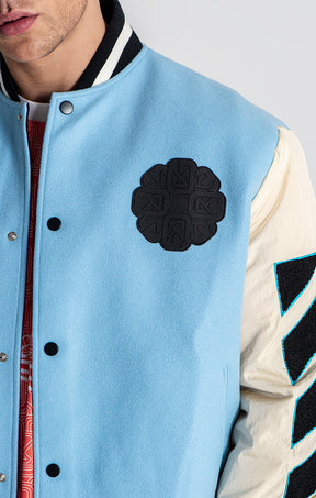 Blue Patches Bomber Jacket