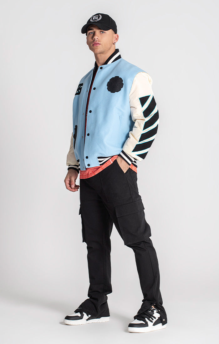 Blue Patches Bomber Jacket