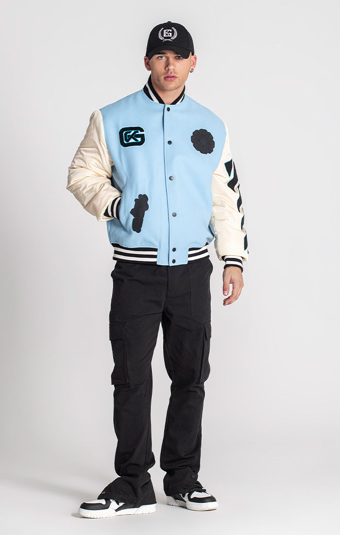 Blue Patches Bomber Jacket