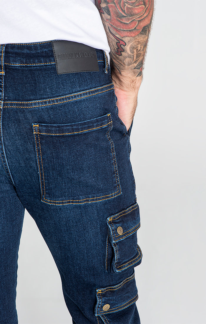 Dark Blue Utilitary Cargo Jeans