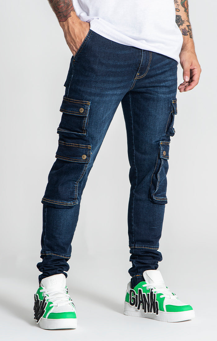 Dark Blue Utilitary Cargo Jeans