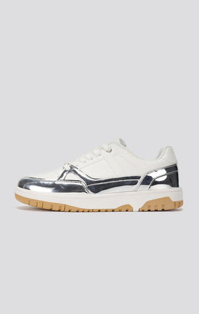 sneakers / Silver Luxe Track Sneakers