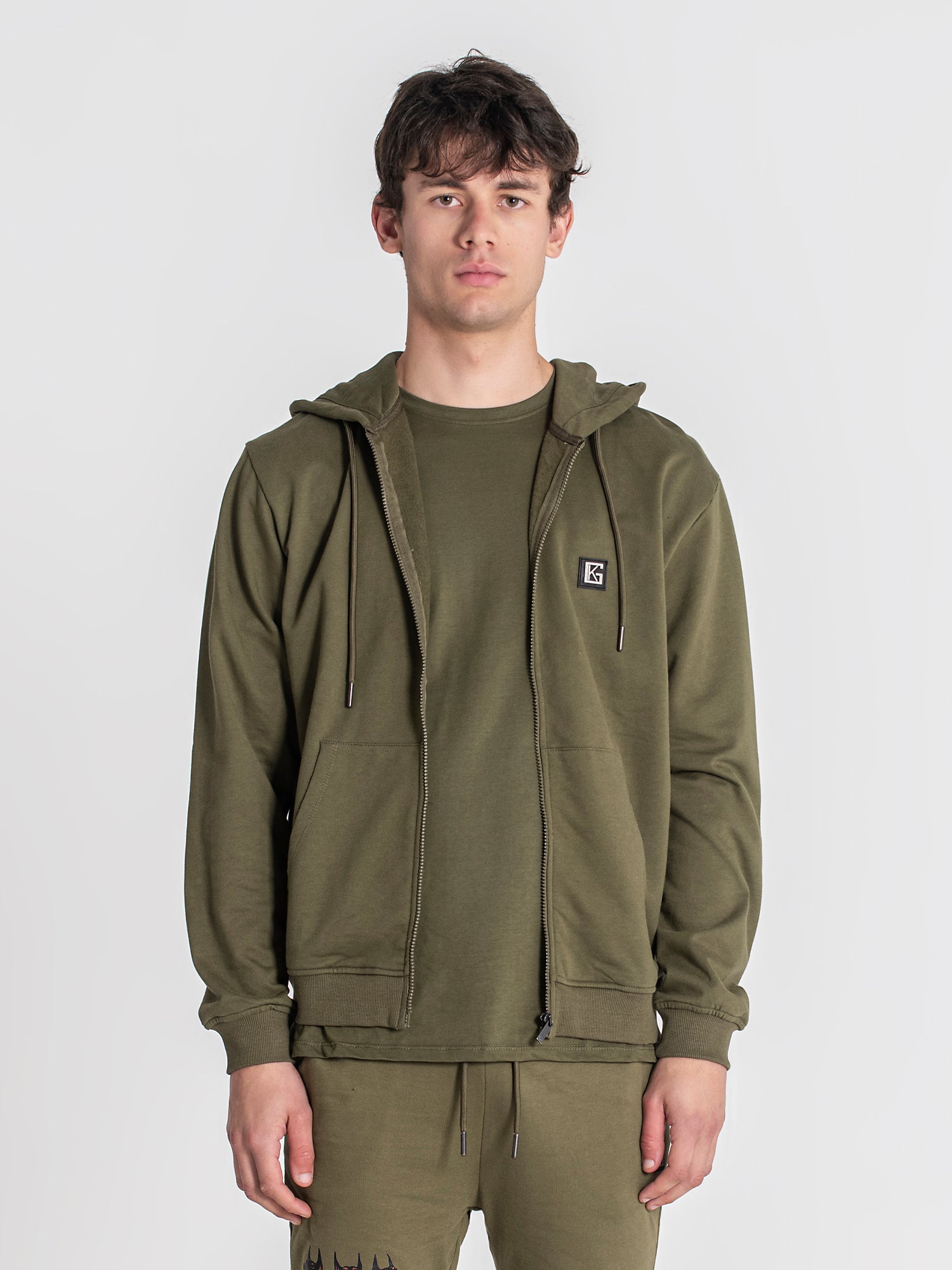 zip jackets / Army Green Anger Hoodie Jacket