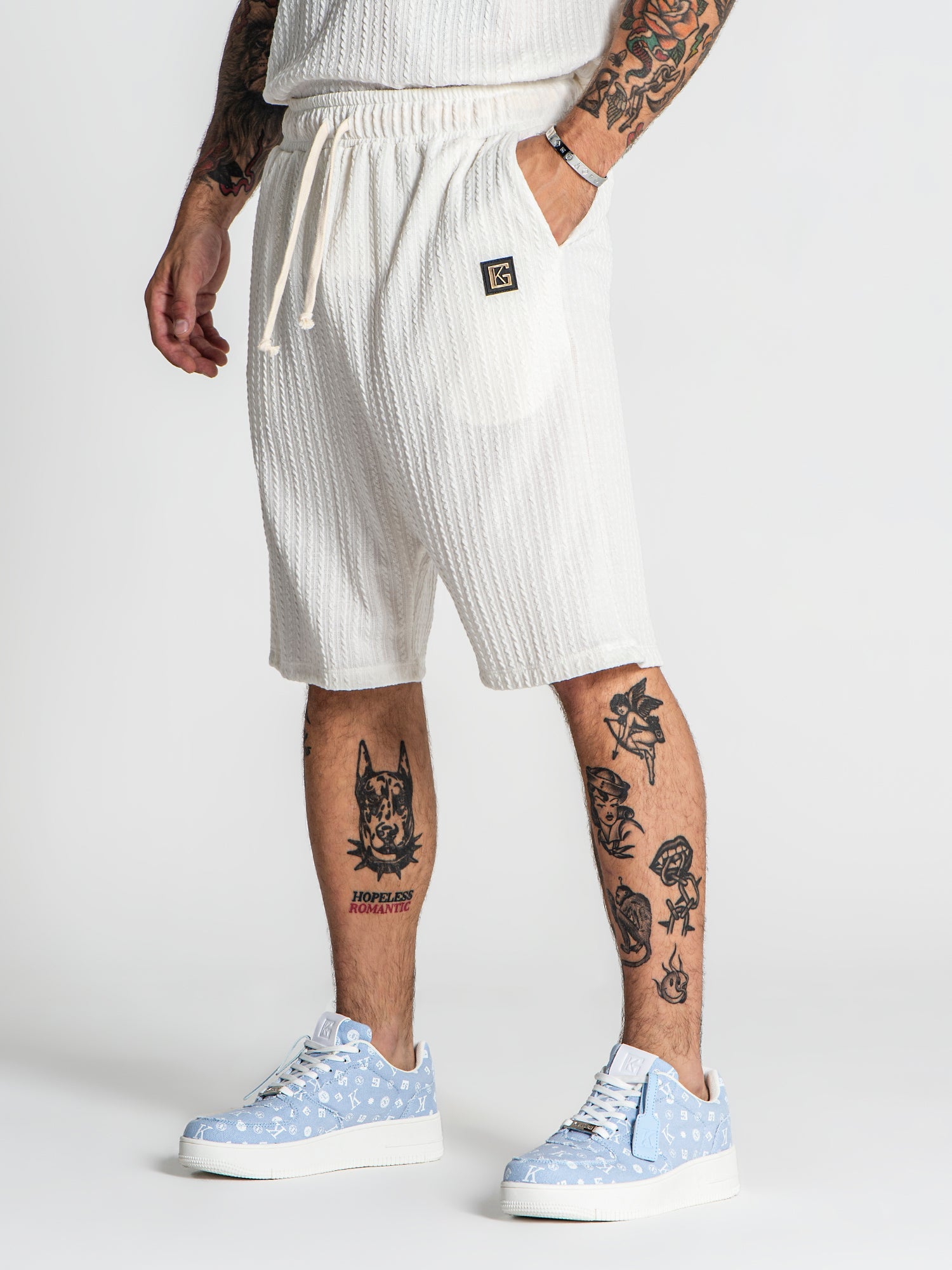 shorts / White Waffle Loose Shorts