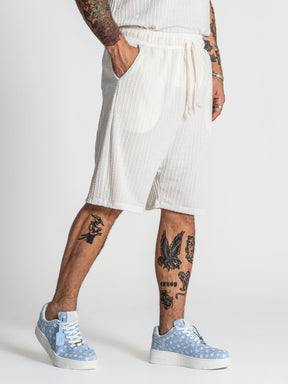 shorts / White Waffle Loose Shorts