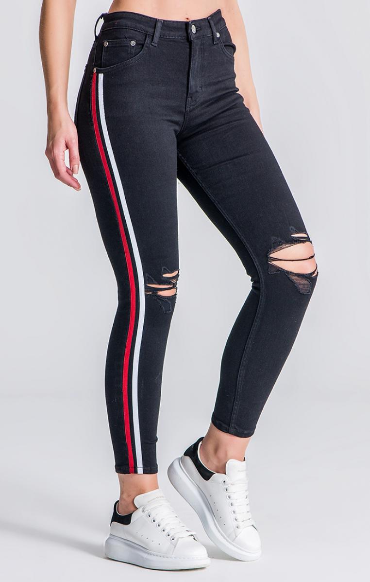 Black RR Contrast Ribbon Jeans