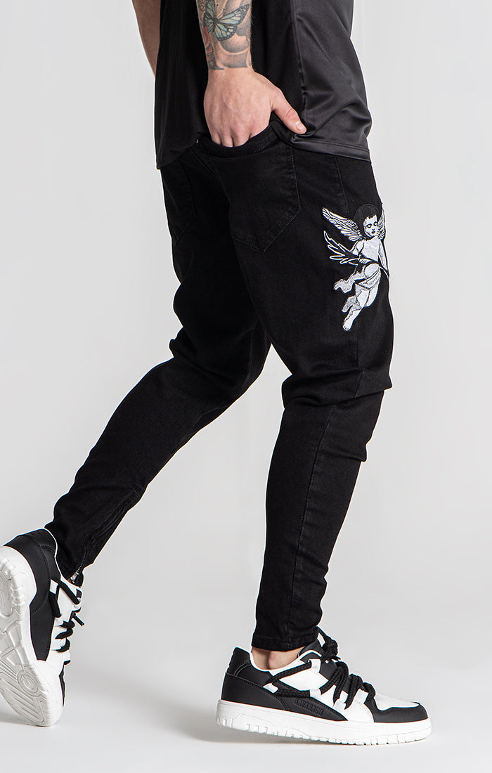 Black Angel Patch Jeans