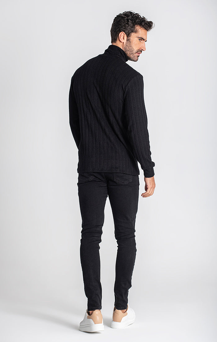 Black Ribbed Turtleneck