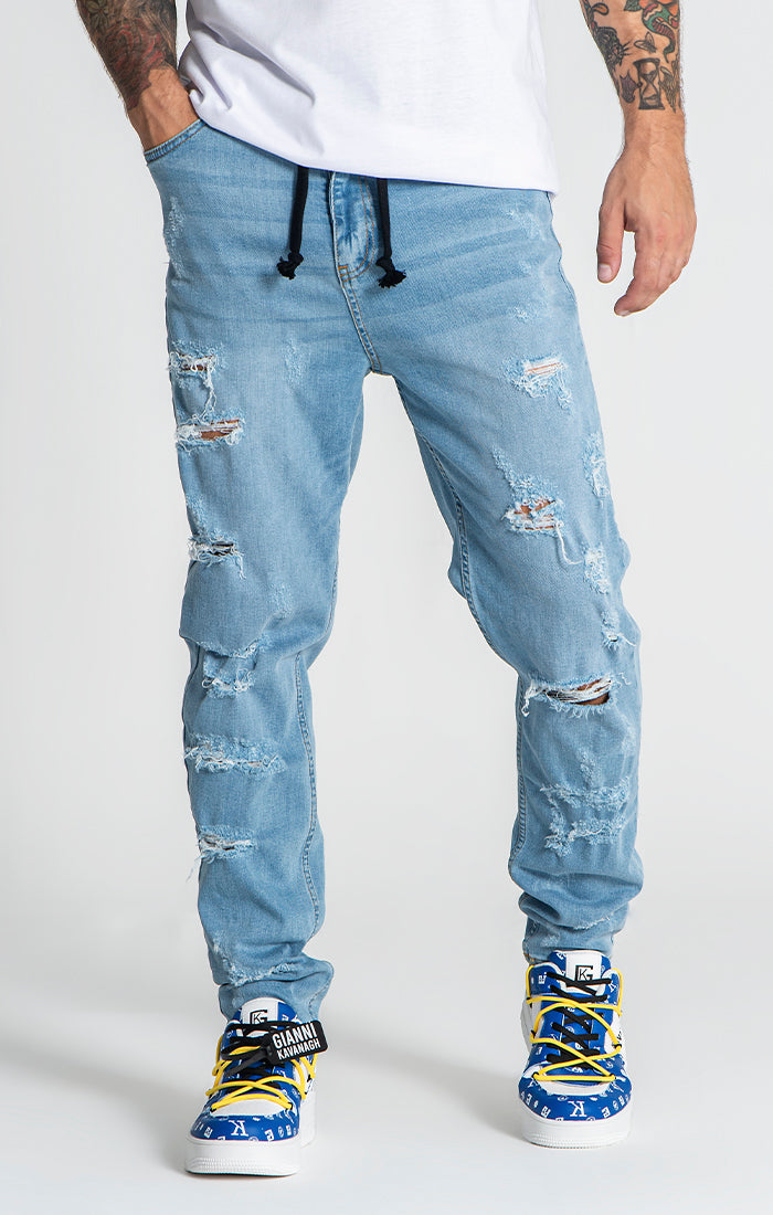 Light Blue Raw Carrot Jeans