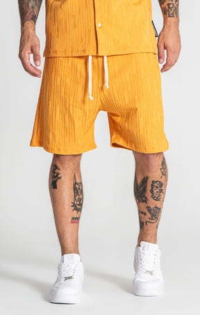 Yellow Waffle Loose Shorts