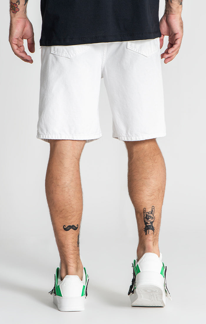 White Damage Ripped Shorts