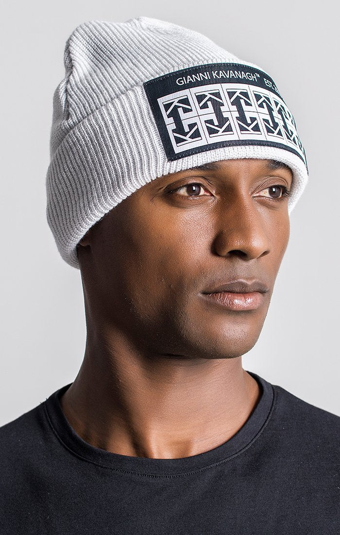 Ice Grey Beanie With GK Monogram Badge